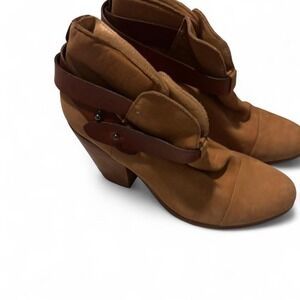 Rag & Bone - Tan suede ankle boots with leather strap and buckle- size 7